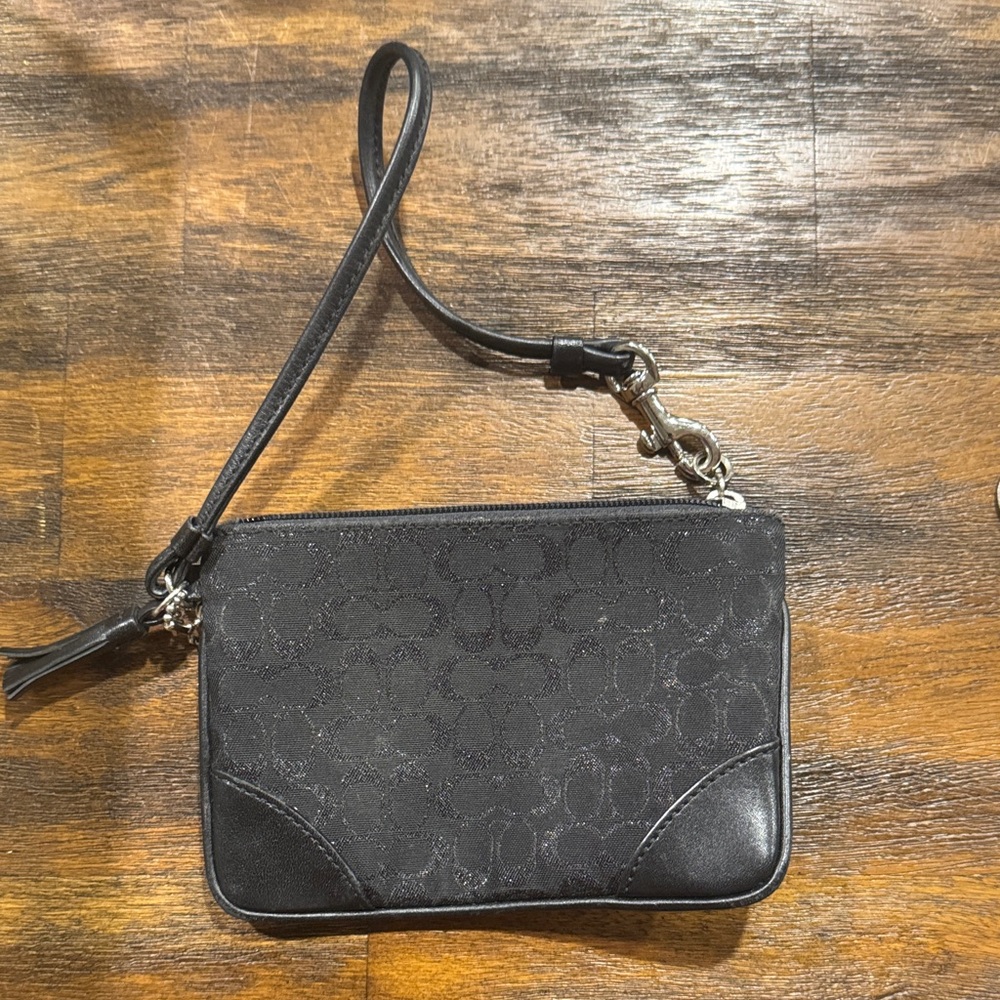 Coach Black Signature Wristlet